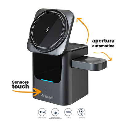 Base di ricarica Dock 3 in 1 Magsafe Wireless