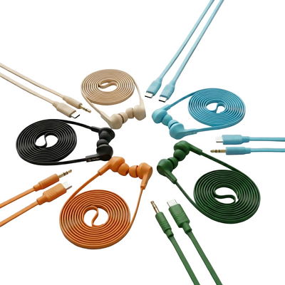 Auricolari in Rubber e cavo in silicone piatto Type-C o Jack da 3,5mm